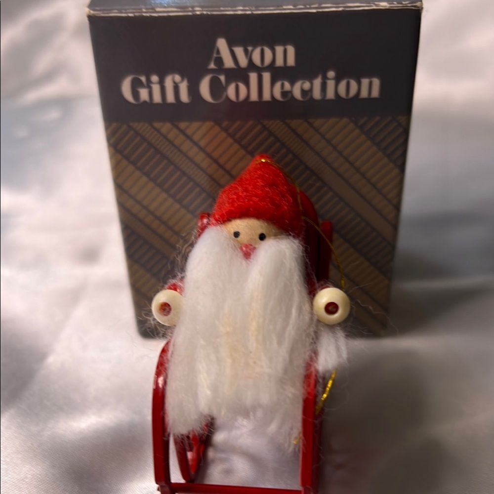 Avon Santa Sleigh Ornament - Red and White